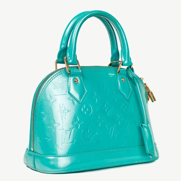 Louis Vuitton Alma BB Turquoise Monogram Vernis Tote - Picture 2 of 12